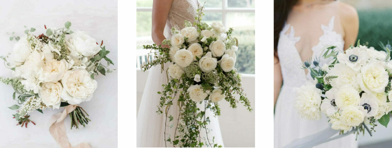 white bridal bouquets with david austin garden roses